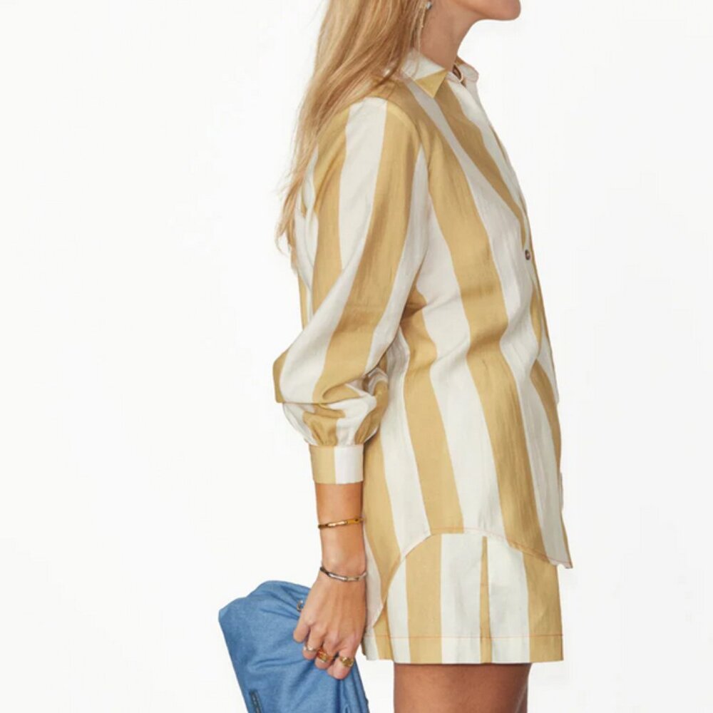 Never Fully Dressed Elissa Shorts | Camel Stripe | Elastic Waist | US 24 - Picture 5 of 6